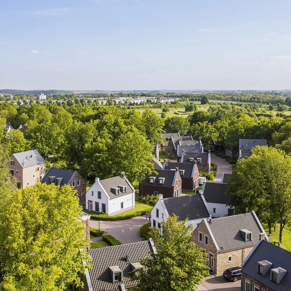Aerial view of the houses at Dormio Resort Maastricht, home of Sim Formula City